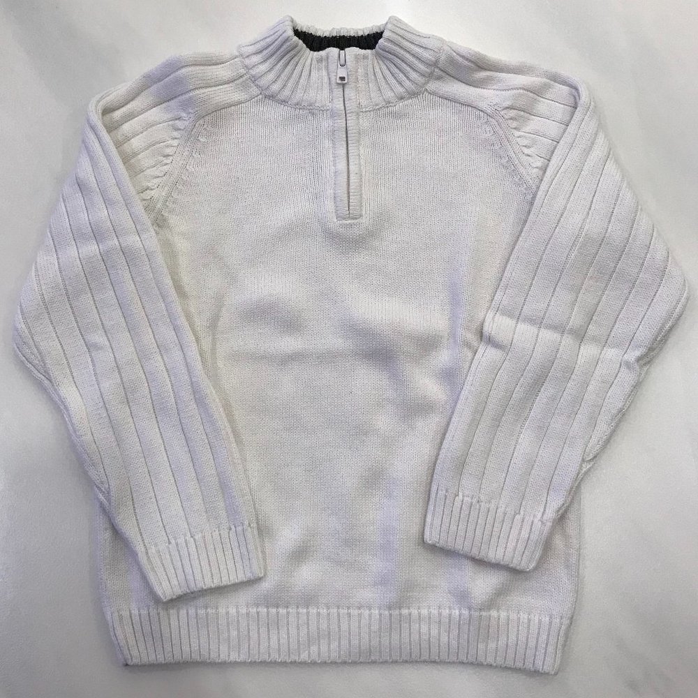 Greendog White Sweater with Half Zipper